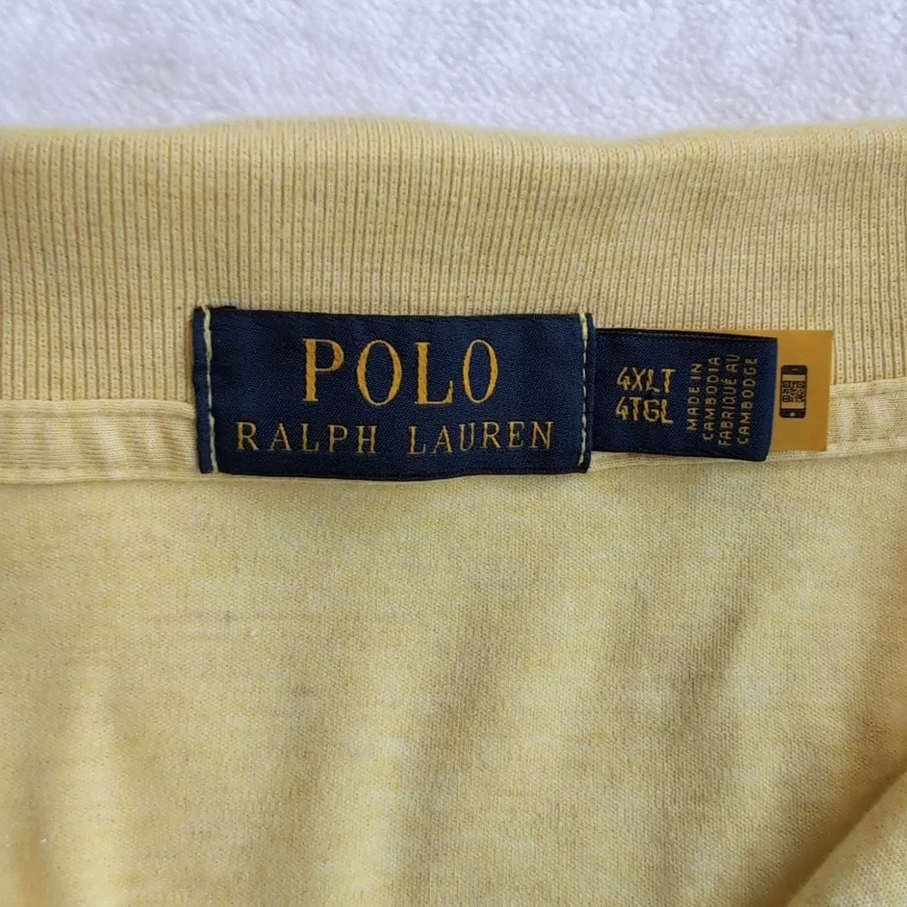 Polo Ralph Lauren Polo Shirt Mens 4XLT Yellow Cotton Short Sleeve Big & Tall